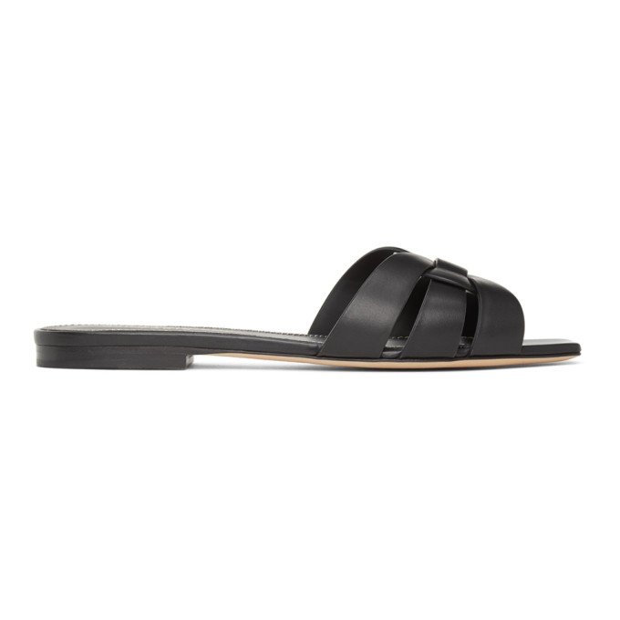 Saint Laurent Black Tribute Sandals