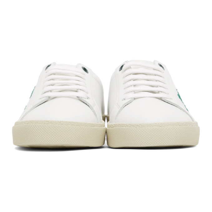 SAINT LAURENT WHITE & GREEN COURT CLASSIC SL/06 SNEAKERS