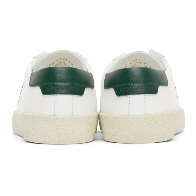 SAINT LAURENT WHITE & GREEN COURT CLASSIC SL/06 SNEAKERS