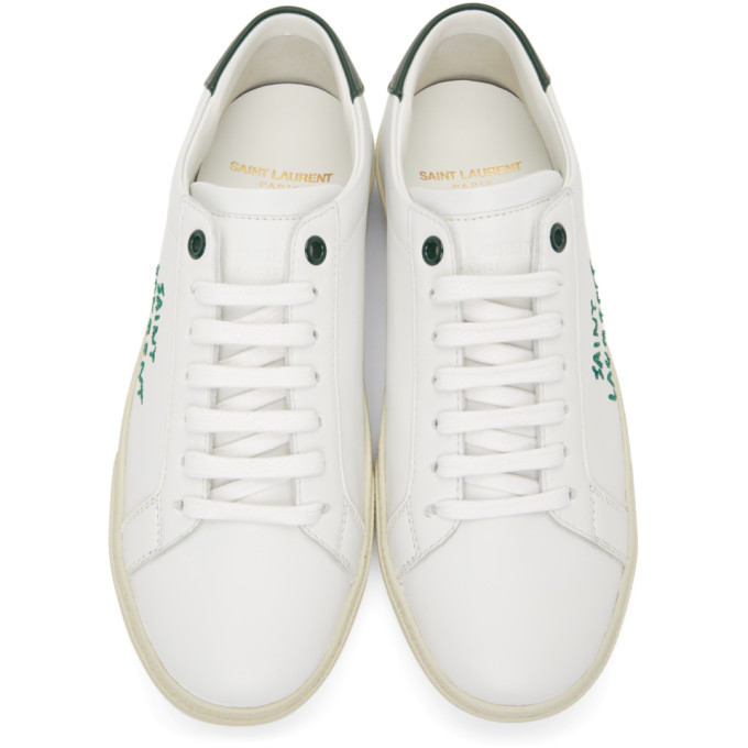 SAINT LAURENT WHITE & GREEN COURT CLASSIC SL/06 SNEAKERS