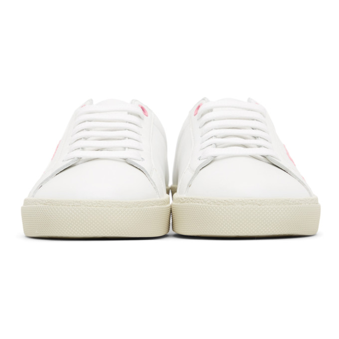 SAINT LAURENT WHITE & PINK COURT CLASSIC SL/06 SNEAKERS