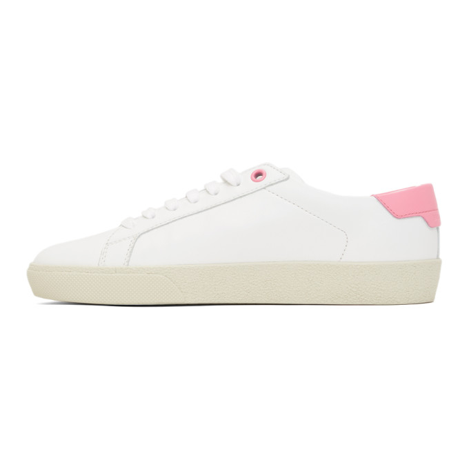 SAINT LAURENT WHITE & PINK COURT CLASSIC SL/06 SNEAKERS