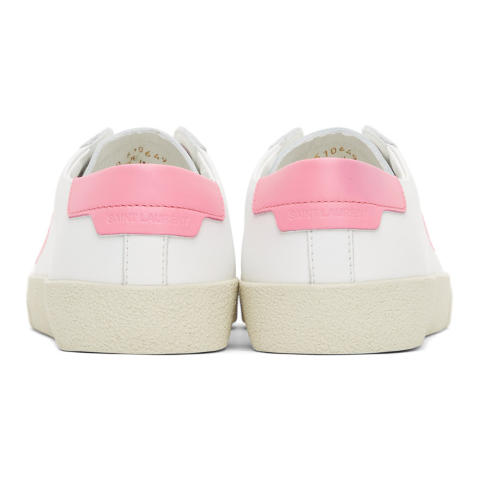 SAINT LAURENT WHITE & PINK COURT CLASSIC SL/06 SNEAKERS