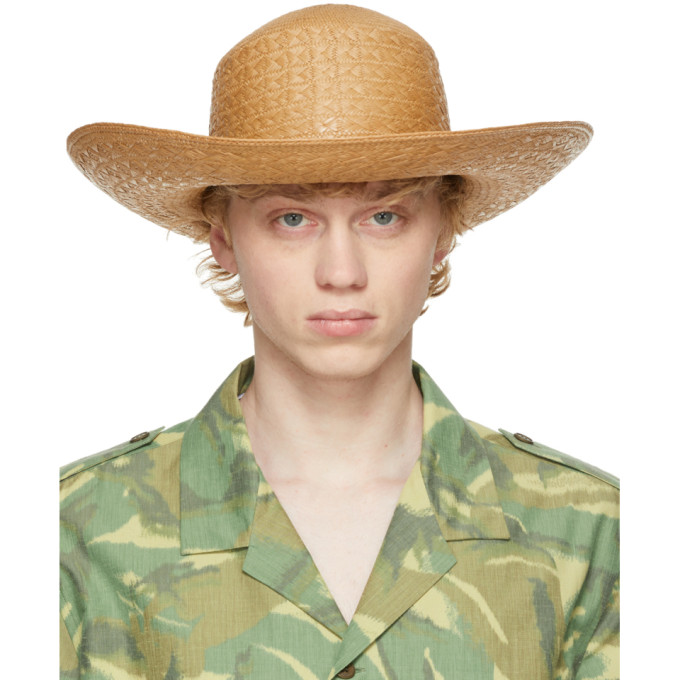 Saint Laurent Beige Straw Maui Hat