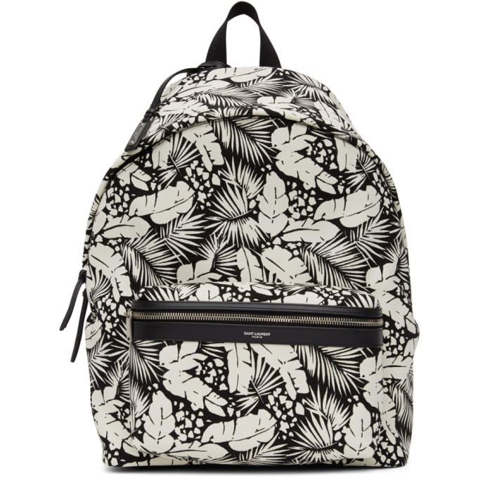 Saint Laurent Black and White Printed City Backpack