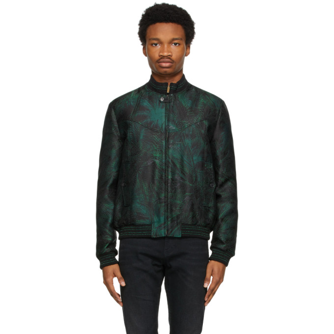 Saint Laurent Green Jungle Damask Teddy Jacket