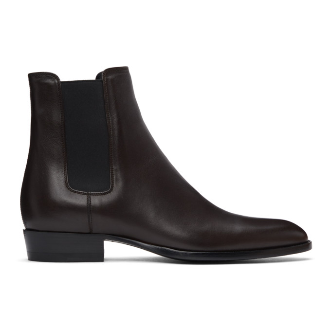 Saint Laurent Brown Wyatt Chelsea Boots