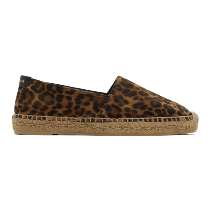 Saint Laurent Brown Suede Leopard Print Espadrilles