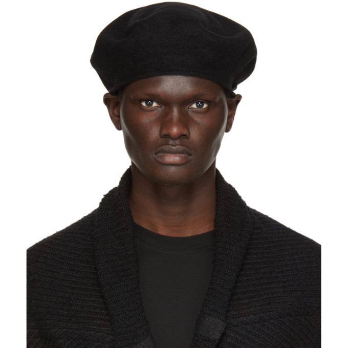 Julius Black Wool Melton Beret