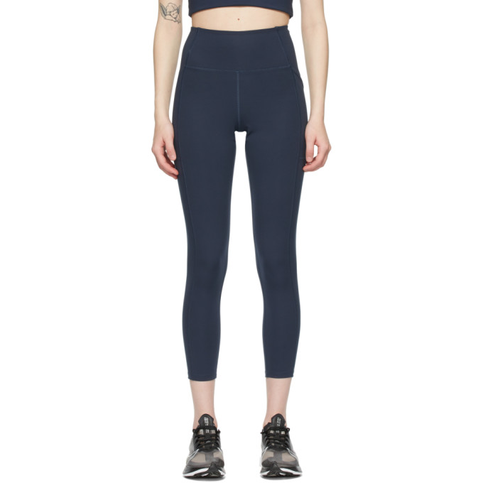 Girlfriend Collective Navy High-Rise Pocket Leggings