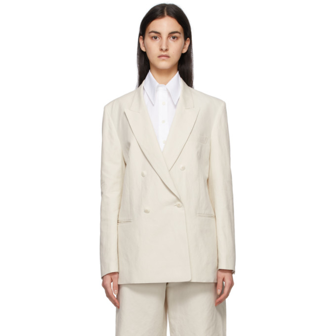 Lvir Off-white Overfit Blazer In Cream