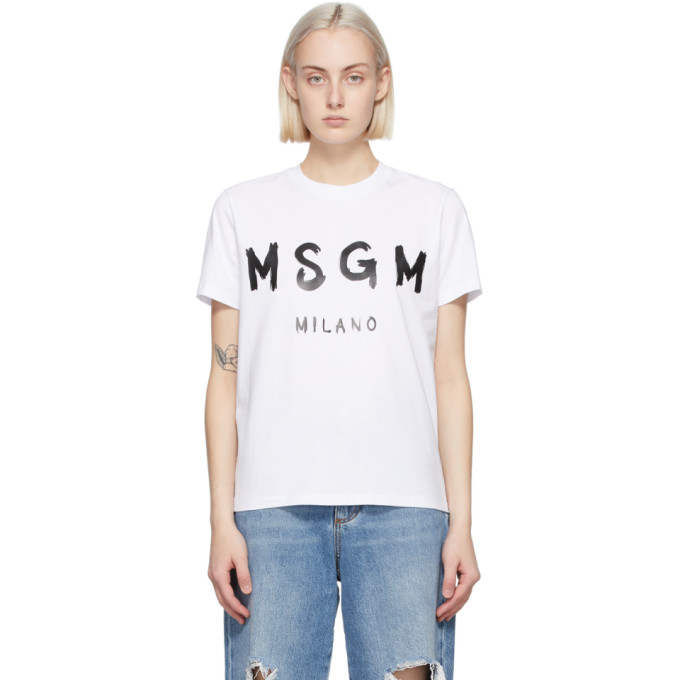 MSGM White Artist Logo T-Shirt