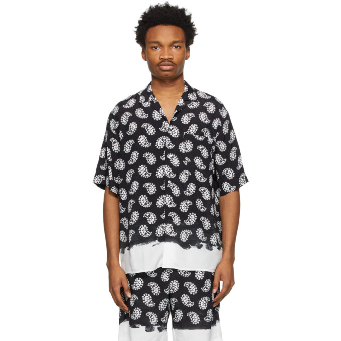 MSGM Black Paisley Paint Stroke Short Sleeve Shirt