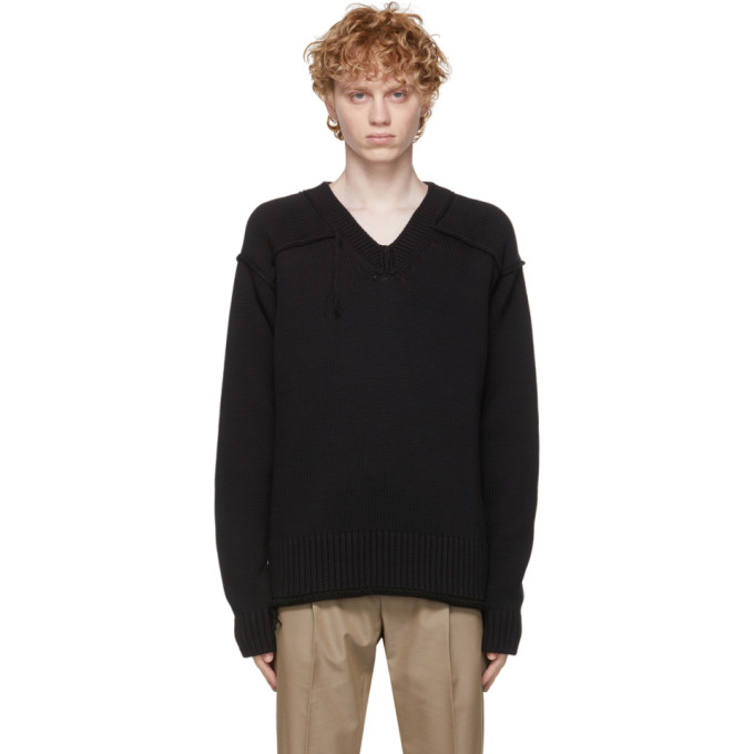 Dunhill Black Panel Detail V-Neck Sweater