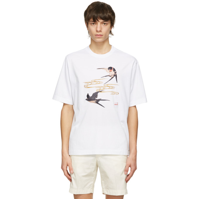 Dunhill White Spring Swallows Relaxed T-Shirt