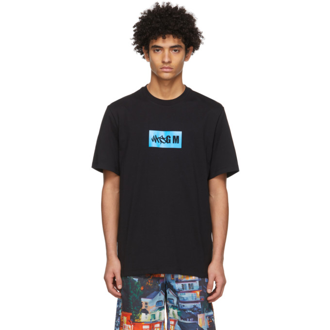 MSGM Black New Logo T-Shirt