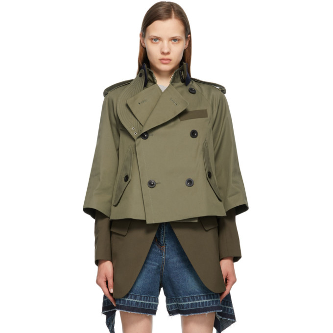 SACAI KHAKI GABARDINE SUITING JACKET