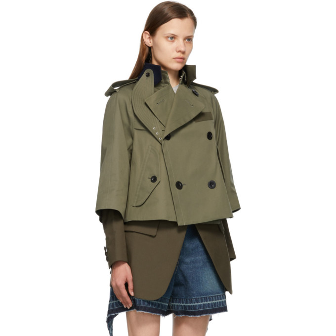 SACAI KHAKI GABARDINE SUITING JACKET