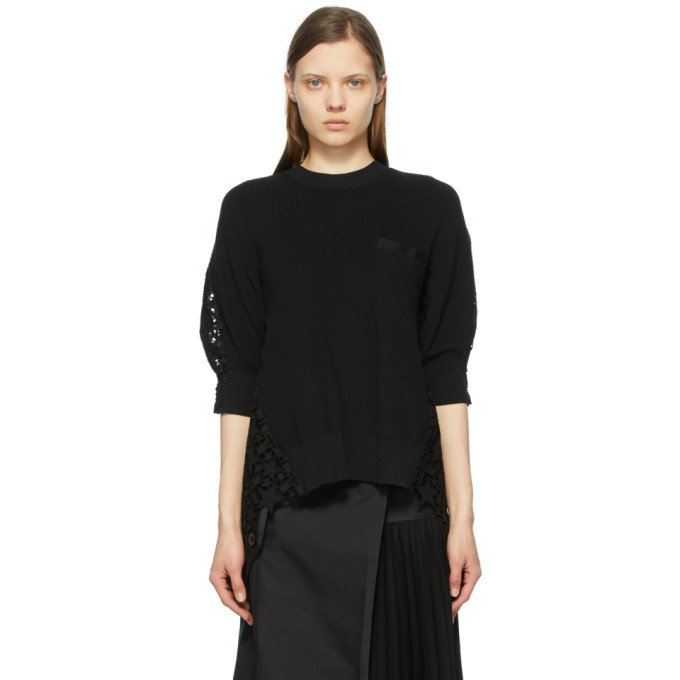 Sacai Black Star Embroidered Pullover
