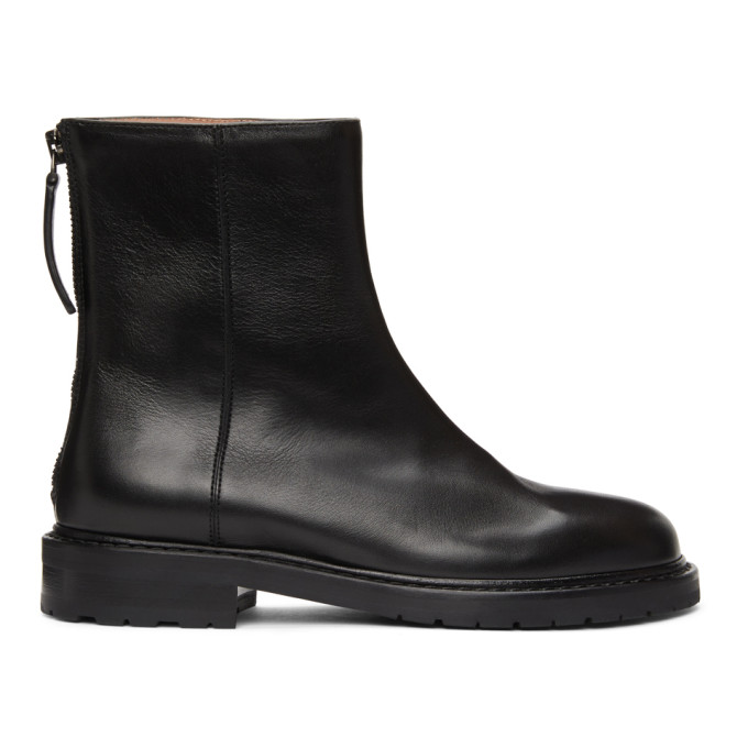 Legres Black Leather Officer Boots