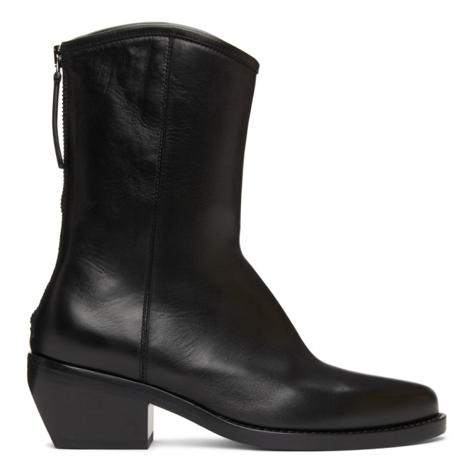 Legres Black Leather Western Boots