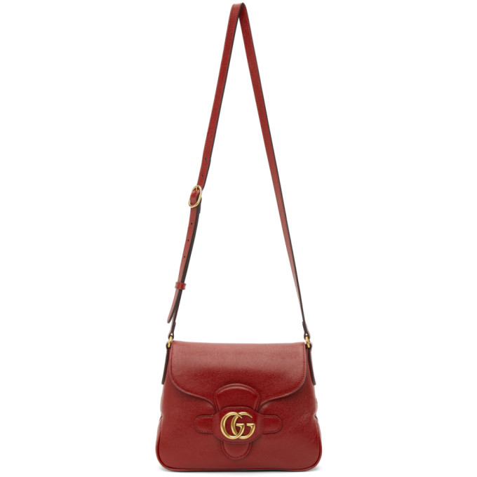 GUCCI RED SMALL GG DAHLIA MESSENGER BAG