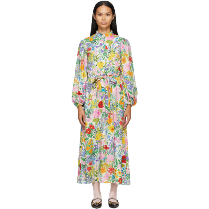 Gucci White Ken Scott Edition Silk Print Dress