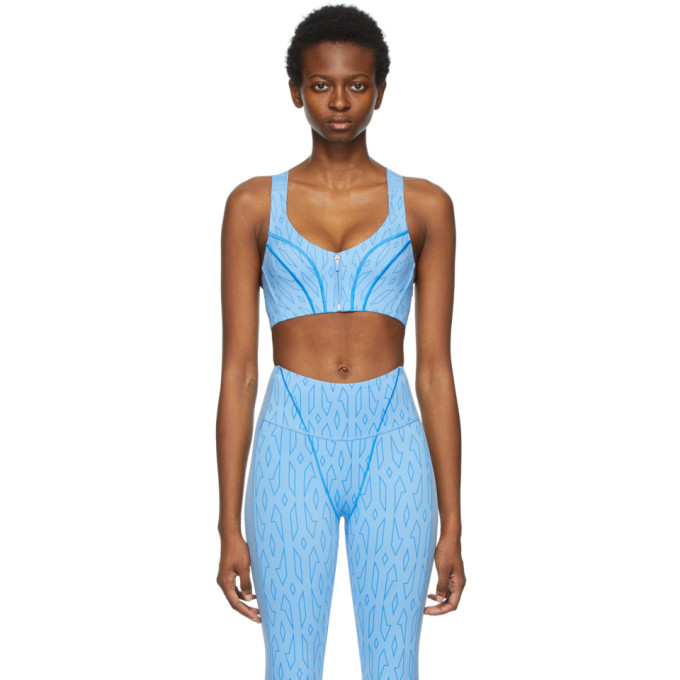 adidas x IVY PARK Blue Monogram Medium Support Zip-Up Sports Bra