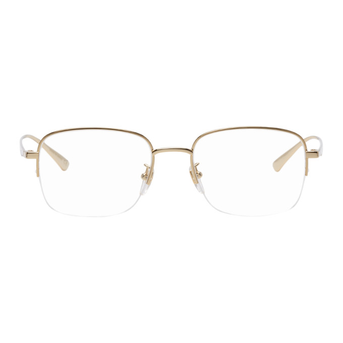 Gucci Gold Half-rim Square Glasses In 005 Gold