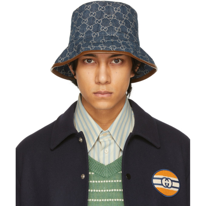 Gucci Blue Canvas GG Bucket Hat