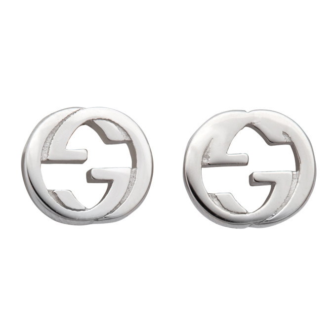 Gucci Silver Interlocking G Stud Earrings