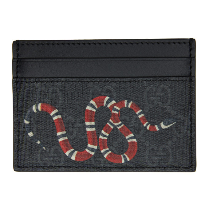 Gucci Black and Grey GG Supreme Kingsnake Card Holder