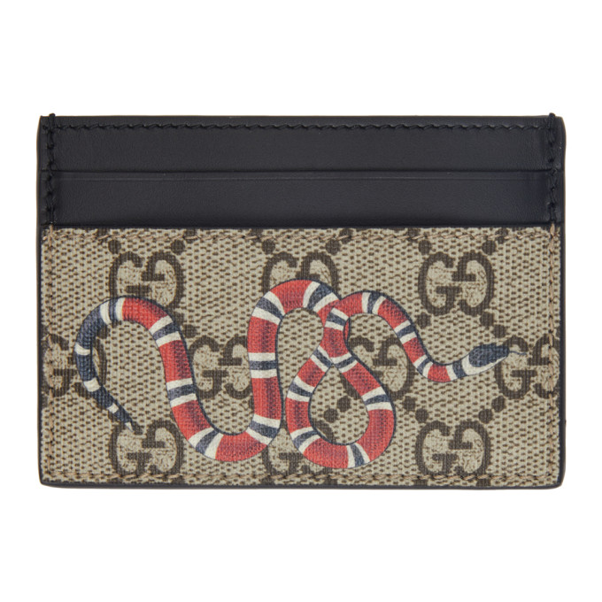 Gucci Beige GG Supreme Kingsnake Card Holder