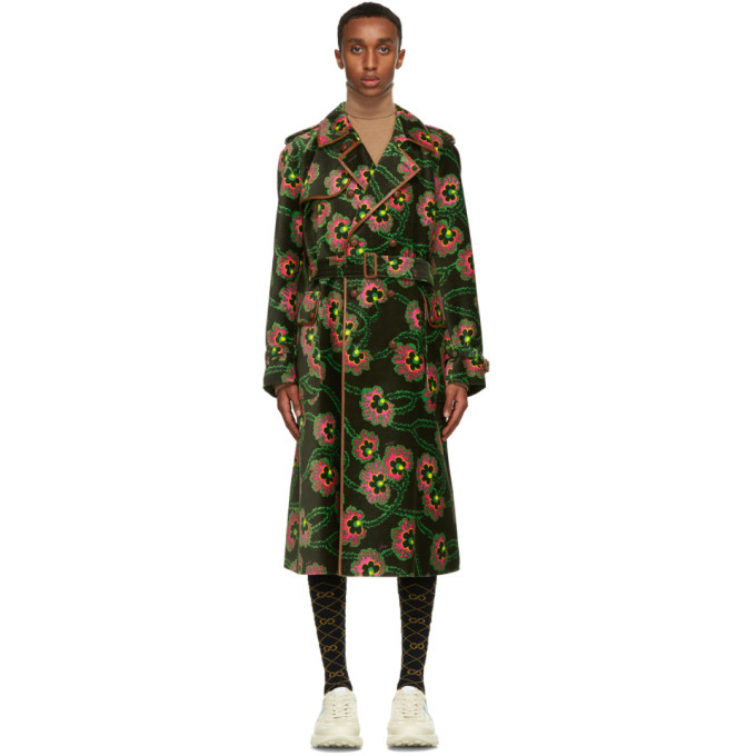 Gucci Green Ken Scott Edition Velvet Floral Coat