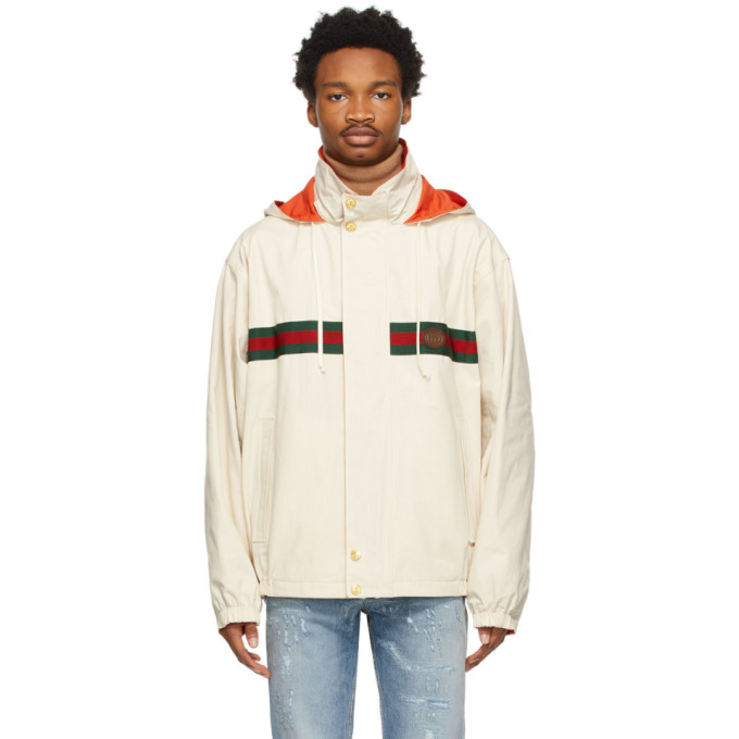 Gucci Reversible Off-white & Orange Ripstop Jacket In 9670 Waikik