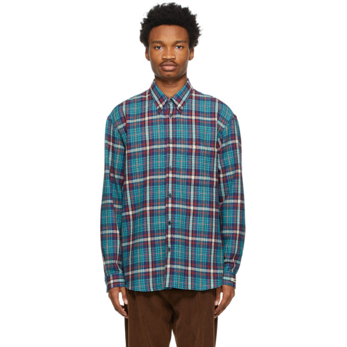 Gucci Blue Disney Edition Check Donald Duck Shirt In Grey