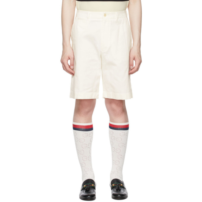 GUCCI OFF-WHITE COTTON DRILL SHORTS