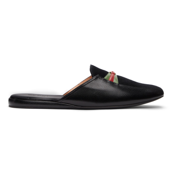 Gucci Black Suede GG Supersofty Slip-On Loafers