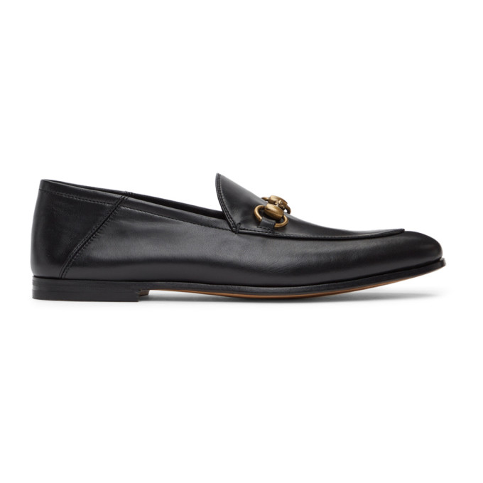 Gucci Black Leather Horsebit Loafers