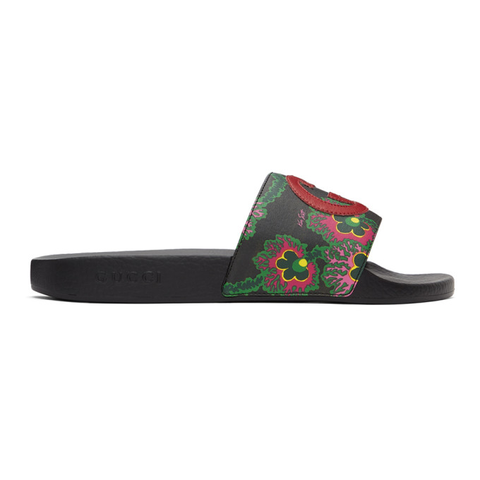 Gucci Black Ken Scott Edition Print Slides In 1161 Black-