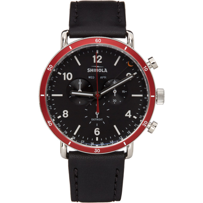 Shinola Black & Red 'the Canfield Sport' 45mm Watch In Black Red