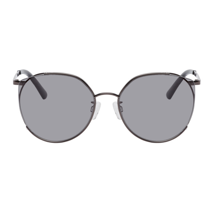 MCQ Gunmetal Round Iconic Gravity Bar Sunglasses