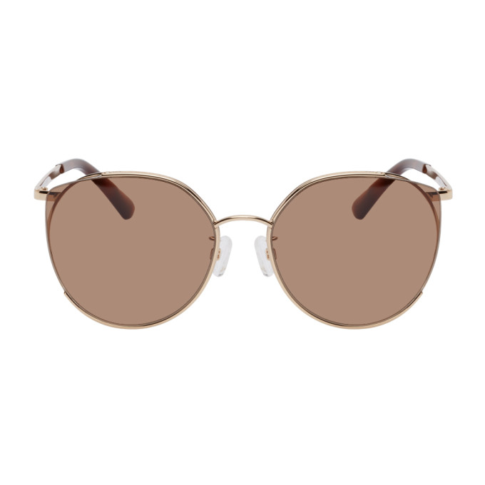 MCQ Brown Round Iconic Gravity Bar Sunglasses