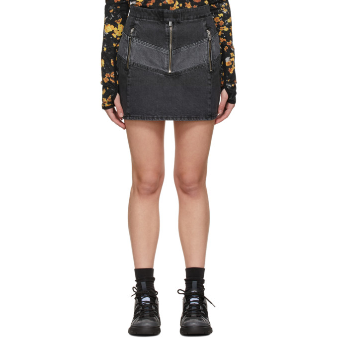 MCQ Black Denim Motor Paneled Skirt