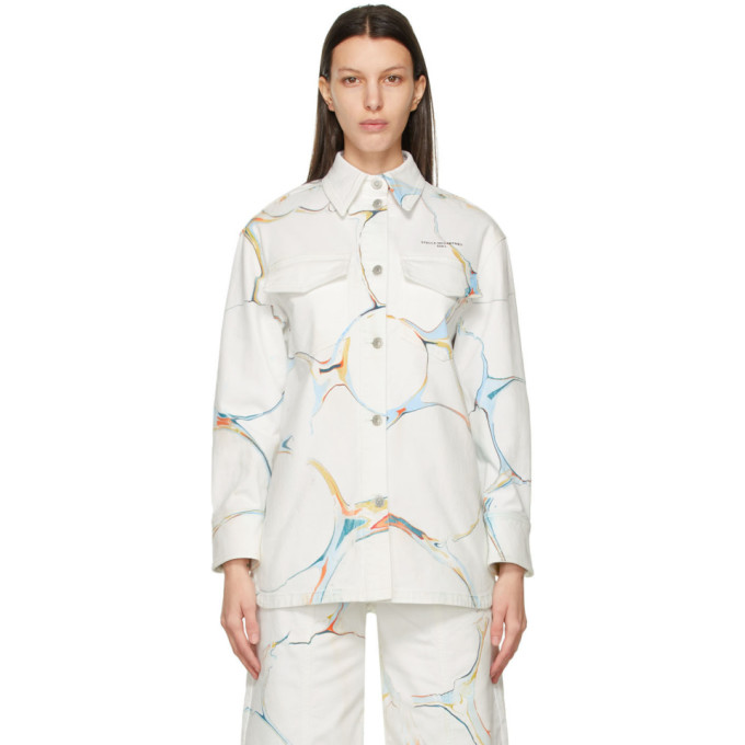 Stella McCartney Stella McCartney White Denim Graphic Print Jacket