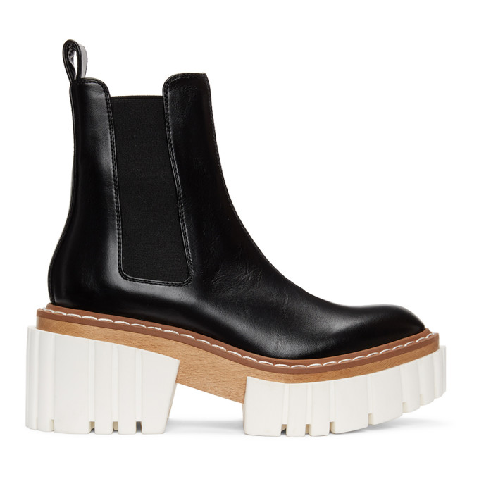 Stella McCartney Black and White Emilie Chelsea Boots