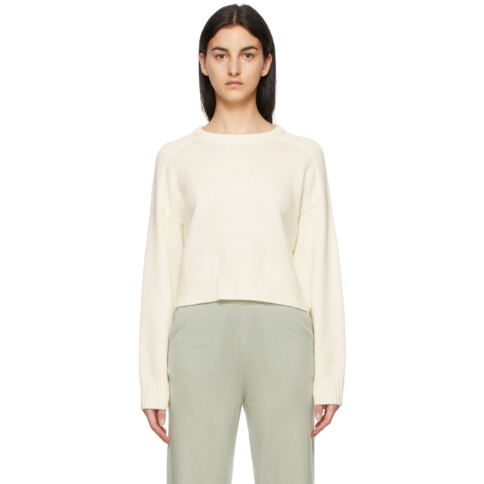 LOULOU STUDIO OFF-WHITE WOOL OVERSIZED BRUZZI SWEATER