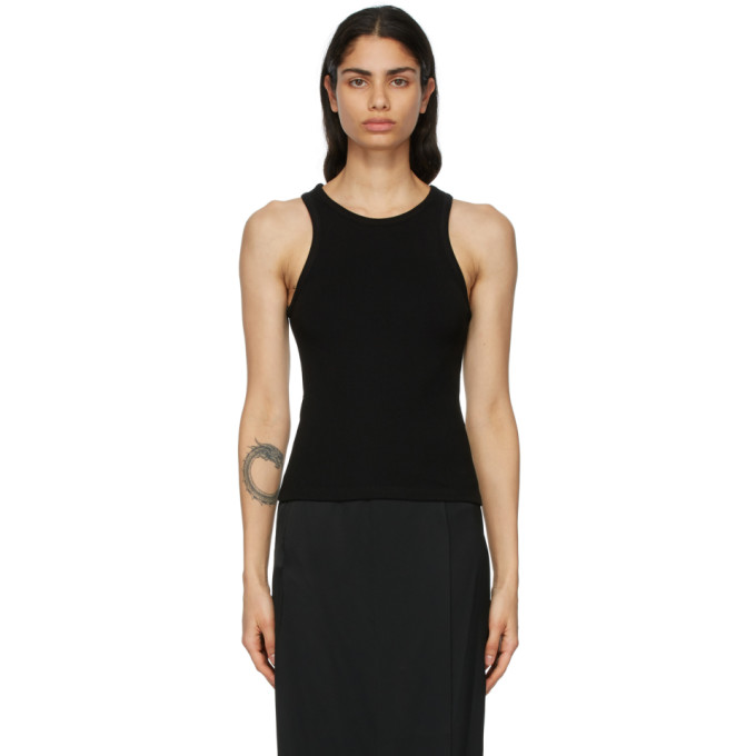 Esse Studios Black High Neck Rib Tank Top