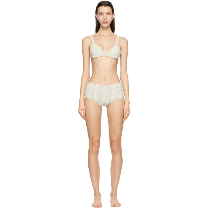 Valentino Off-White Cotton Crochet Bikini