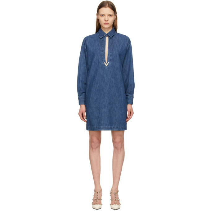 VALENTINO BLUE DENIM VGOLD DRESS